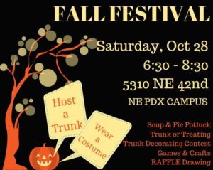 Fall Festival: Soup & Pie Potluck and Trunk or Treating!